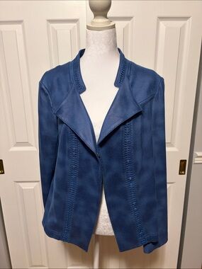 VEX Collection Blue Faux-Leather Jacket- Decorative Stitch- size 14-16 (EU 46)
